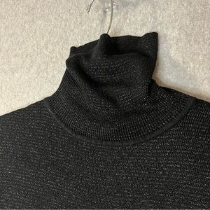INC Turtleneck Sweater Womens Size M Medium Black Metallic Long Sleeve Sparkly